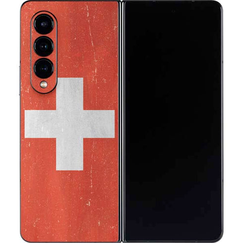 Switzerland Flag Distressed Galaxy Z Fold4 5G Skin